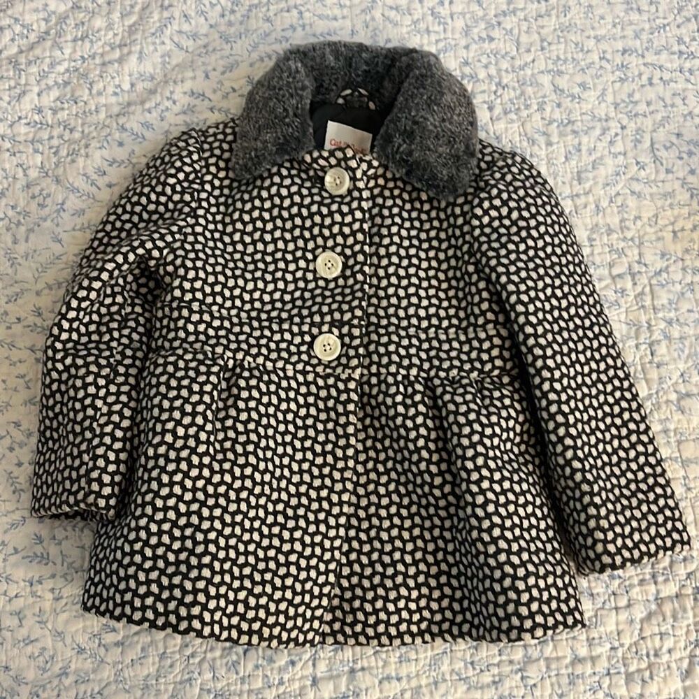 Cat & Jack 2T Black White‎ Peplum Coat Jacket
